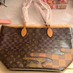 New! Classic with patches neverfull tote